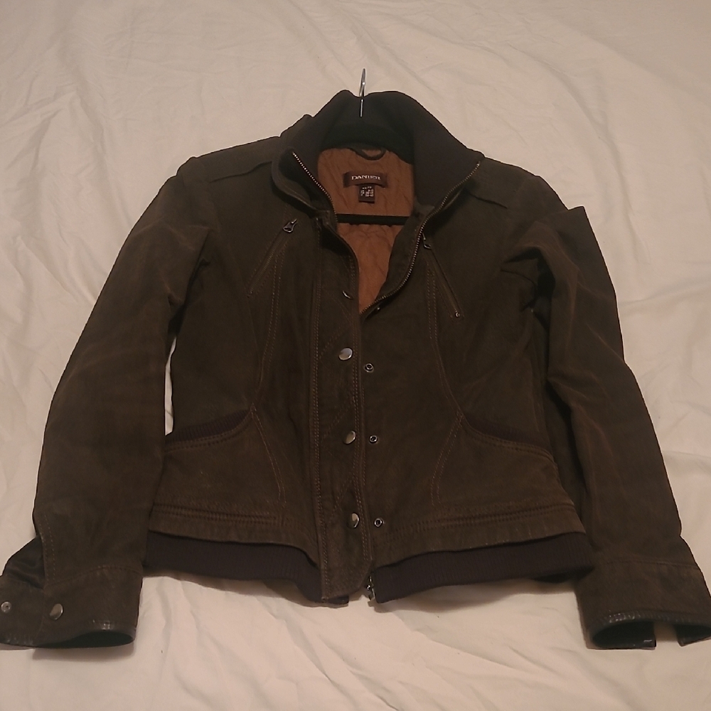 Danier Brown Suede Quilted Lined Interior Jacket